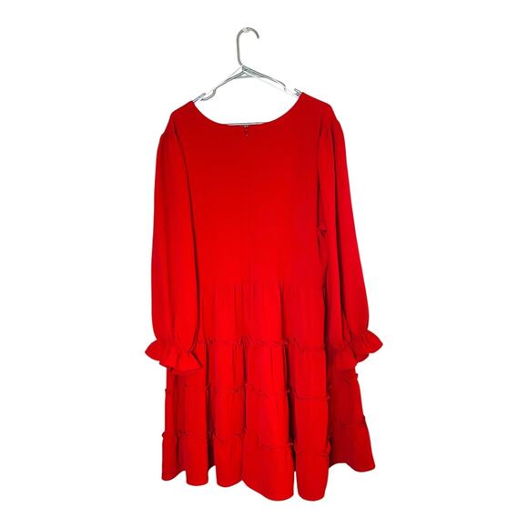 Emma & Michele Womens Tiered Mini Dress Flutter Long Sleeve Red Plus Size 20W - Picture 1 of 9